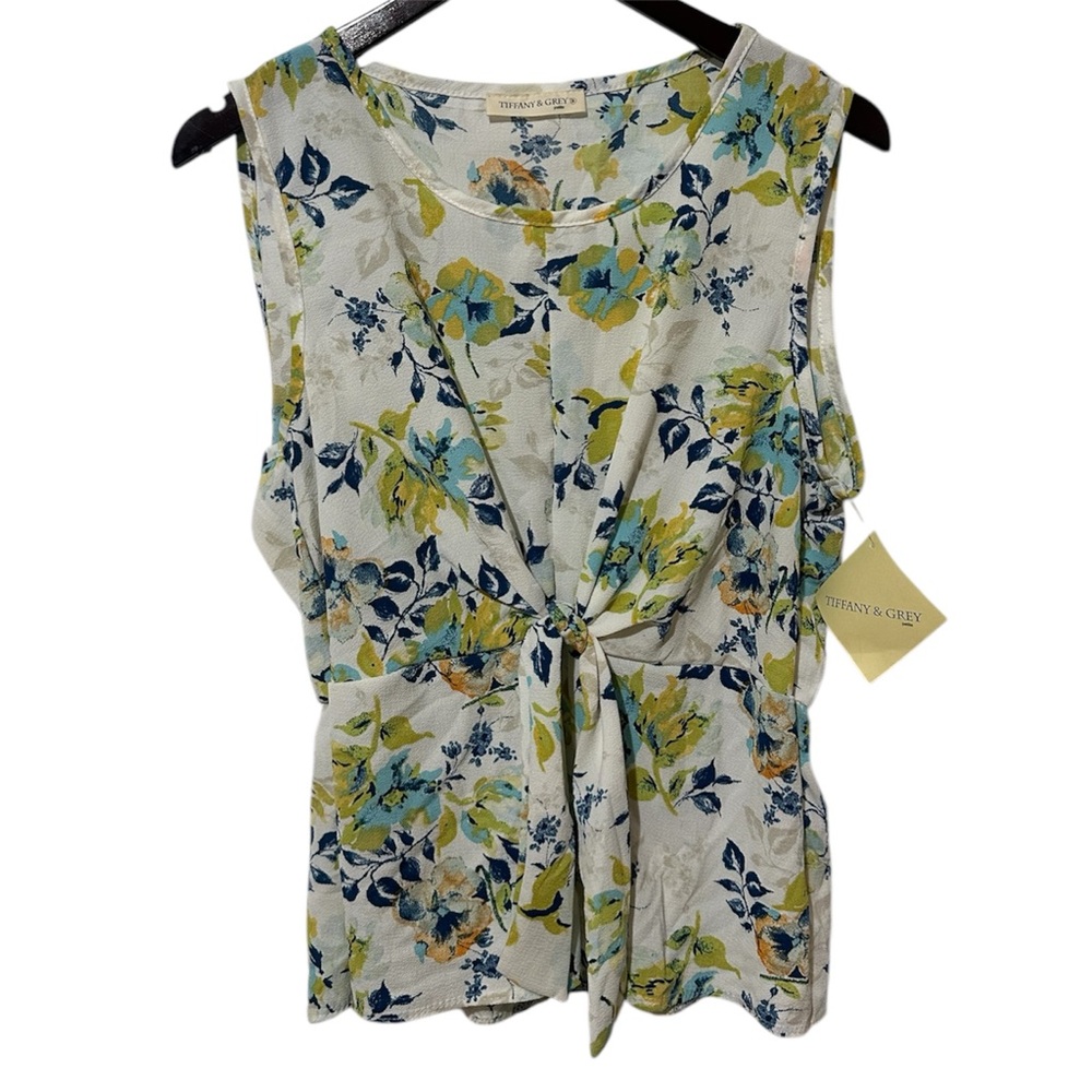Tiffany & Grey Women Floral Sleeveless Top - Multicolor Size Petite S